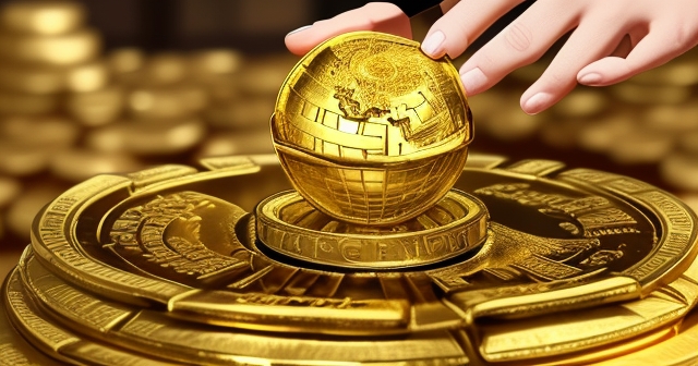 一枚在陽光下閃閃發光的金幣