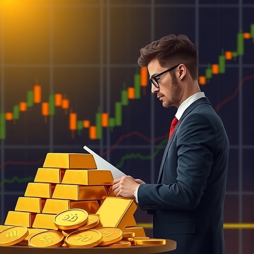 金條與金融圖表背景