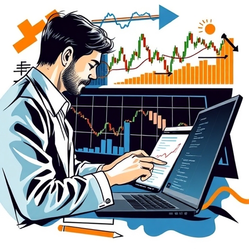 金融交易者正在使用圖表工作