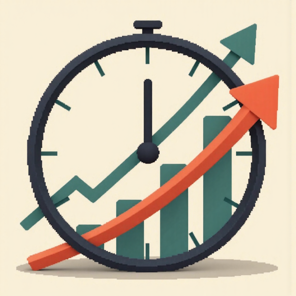 經濟數據發佈時鐘與上升金融圖表，象徵市場對PPI數據的期待