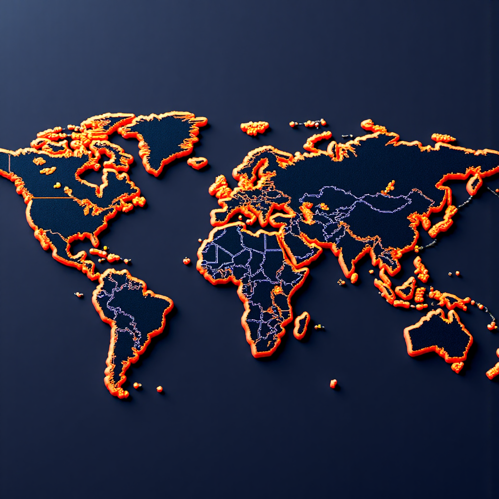 全球金融市場互聯的視覺呈現,包含發光節點與貨幣符號的像素藝術插圖