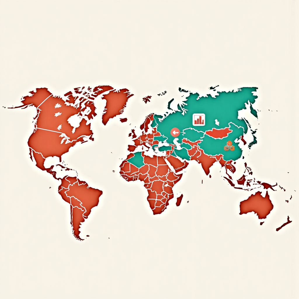 全球金融市場連結圖示，從美國輻射至台灣的經濟影響